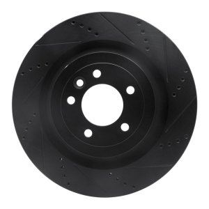 Land Rover Defender 110 Brake Rotor (1) - Rear Right - R1 Concepts - Drilled & Slotted - Black - `13-`25
